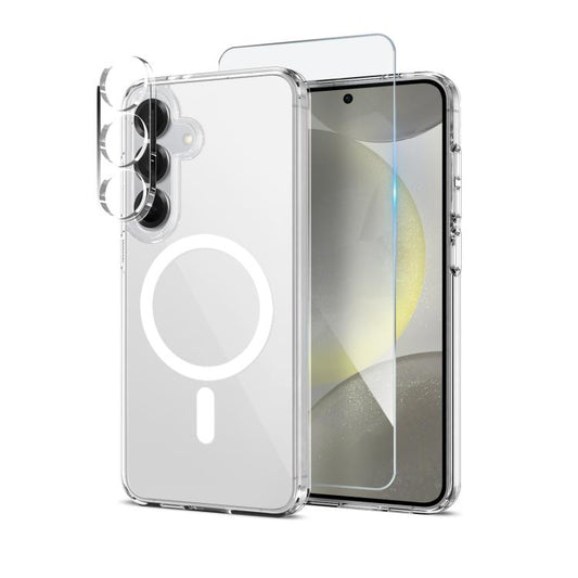 For Samsung Galaxy S24 5G NORTHJO 3 in 1 PC MagSafe Phone Case with Screen Film and Lens Film(Clear) - Galaxy S24 5G Cases by NORTHJO | Online Shopping UK | buy2fix