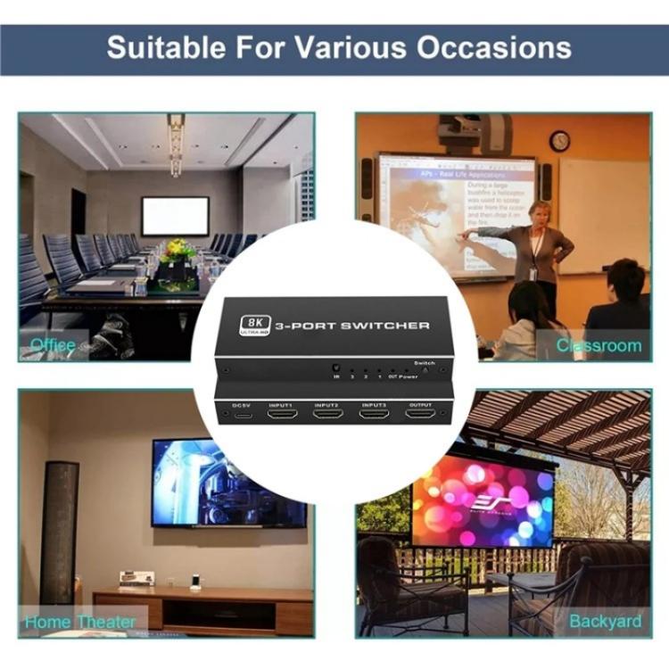 Q8Q3-3 Gaming Home Theater HDMI 2.1 Switch 3x1 8K 4K 120Hz HDR Audio Video Synchronizer - Switch by buy2fix | Online Shopping UK | buy2fix