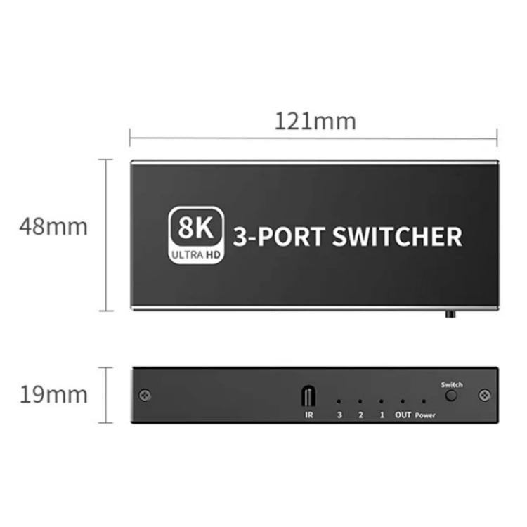Q8Q3-3 Gaming Home Theater HDMI 2.1 Switch 3x1 8K 4K 120Hz HDR Audio Video Synchronizer - Switch by buy2fix | Online Shopping UK | buy2fix