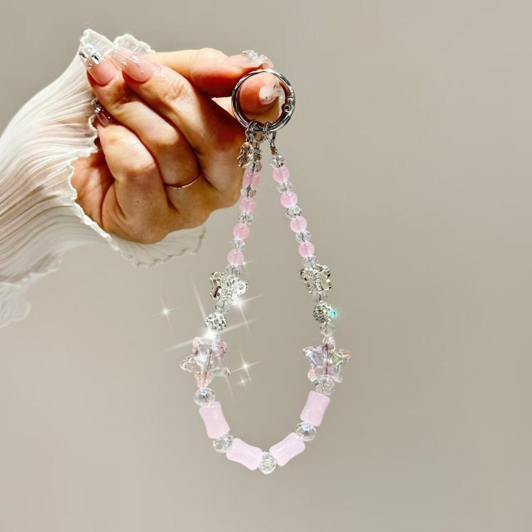 Bamboo Silver Butterfly Phone Chain(Pink) - Lanyards & Wrist Straps by buy2fix | Online Shopping UK | buy2fix