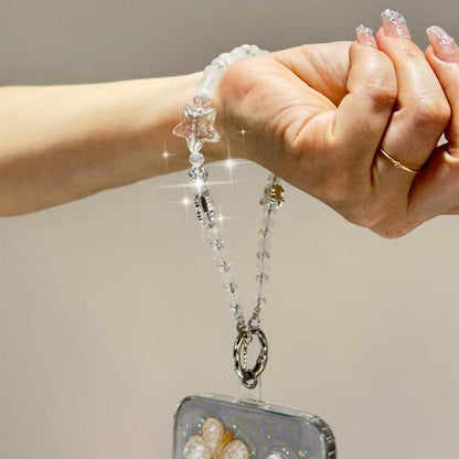 Bamboo Silver Butterfly Phone Chain(White) - Lanyards & Wrist Straps by buy2fix | Online Shopping UK | buy2fix