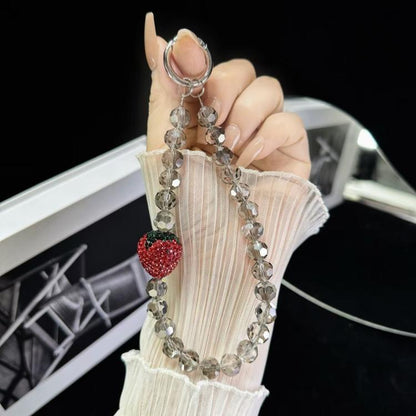 Full Of Diamond Strawberry Phone Chain(Black) - Lanyards & Wrist Straps by buy2fix | Online Shopping UK | buy2fix