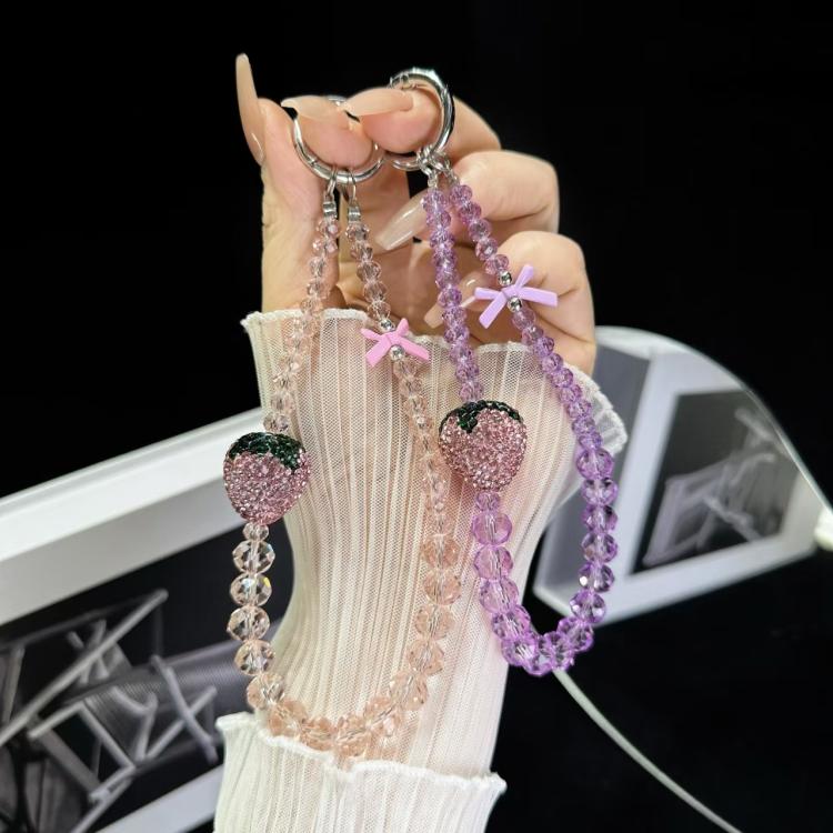 Full Of Diamond Strawberry Phone Chain(Pink) - Lanyards & Wrist Straps by buy2fix | Online Shopping UK | buy2fix