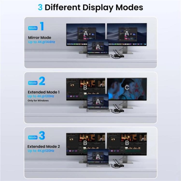 FD 1X2 4K 144HZ Audio Extractor Splitter DisplayPort 1.4 to Dual DisplayPort MST Hub, Plug:EU Plug - Switch by buy2fix | Online Shopping UK | buy2fix