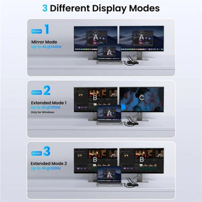 FD 1X2 4K 144HZ Audio Extractor Splitter DisplayPort 1.4 to Dual DisplayPort MST Hub, Plug:EU Plug - Switch by buy2fix | Online Shopping UK | buy2fix