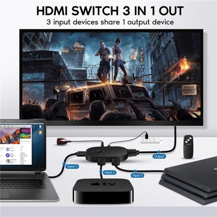 Q2-4 Wth Remote Control UHD 4K Resolution Switcher HDMI Switch 4K 3 In 1 Out Splitter - Splitter by buy2fix | Online Shopping UK | buy2fix
