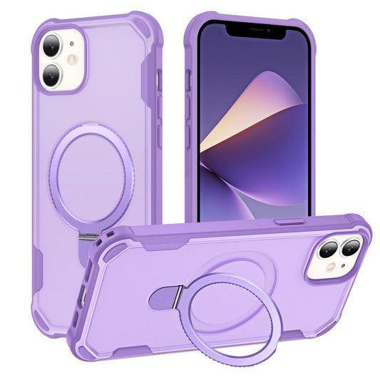For iPhone 12 Yingcai Gears MagSafe Holder Shockproof Phone Case(Purple) - iPhone 12 / 12 Pro Cases by buy2fix | Online Shopping UK | buy2fix