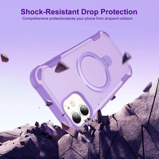 For iPhone 12 Yingcai Gears MagSafe Holder Shockproof Phone Case(Purple) - iPhone 12 / 12 Pro Cases by buy2fix | Online Shopping UK | buy2fix