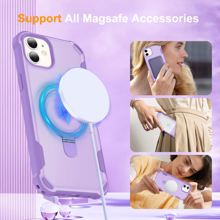 For iPhone 12 Yingcai Gears MagSafe Holder Shockproof Phone Case(Purple) - iPhone 12 / 12 Pro Cases by buy2fix | Online Shopping UK | buy2fix