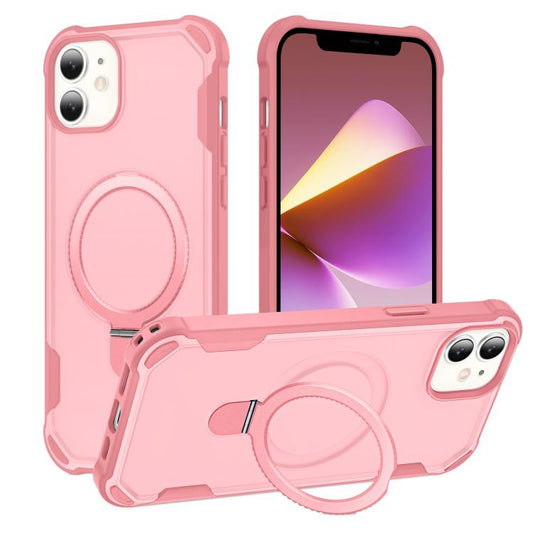 For iPhone 12 Yingcai Gears MagSafe Holder Shockproof Phone Case(Pink) - iPhone 12 / 12 Pro Cases by buy2fix | Online Shopping UK | buy2fix