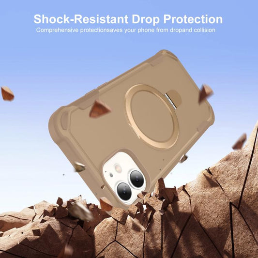 For iPhone 12 Yingcai Gears MagSafe Holder Shockproof Phone Case(Brown) - iPhone 12 / 12 Pro Cases by buy2fix | Online Shopping UK | buy2fix