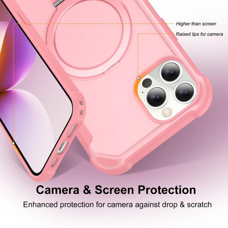 For iPhone 12 Pro Max Yingcai Gears MagSafe Holder Shockproof Phone Case(Pink) - iPhone 12 Pro Max Cases by buy2fix | Online Shopping UK | buy2fix