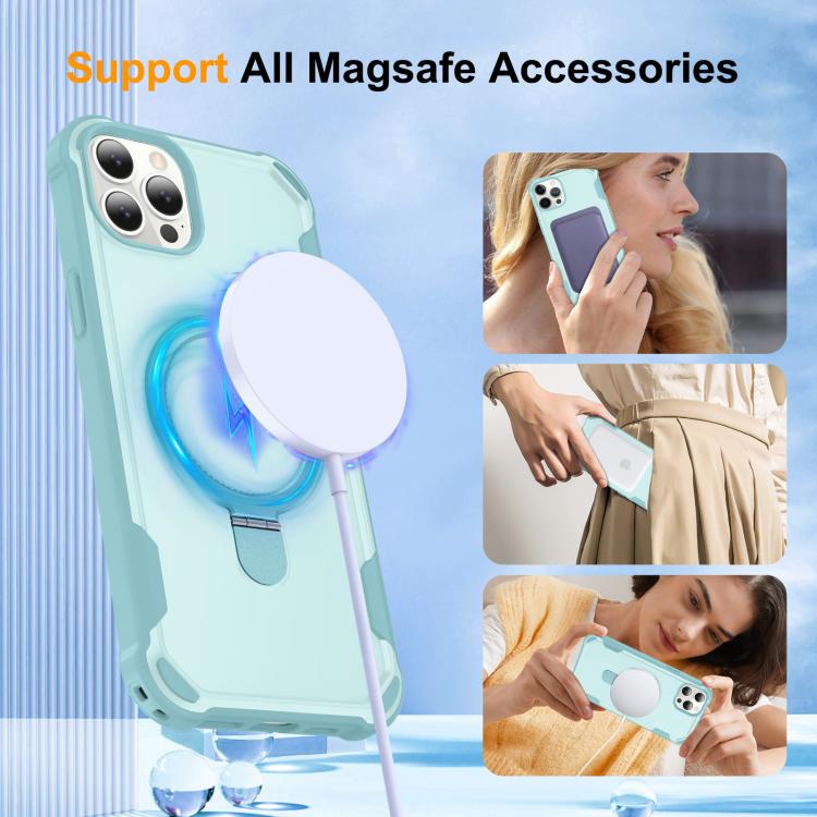 For iPhone 12 Pro Max Yingcai Gears MagSafe Holder Shockproof Phone Case(Blue) - iPhone 12 Pro Max Cases by buy2fix | Online Shopping UK | buy2fix