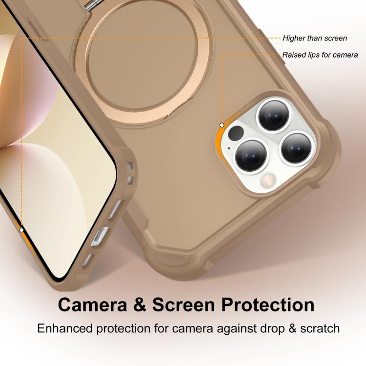 For iPhone 12 Pro Max Yingcai Gears MagSafe Holder Shockproof Phone Case(Brown) - iPhone 12 Pro Max Cases by buy2fix | Online Shopping UK | buy2fix