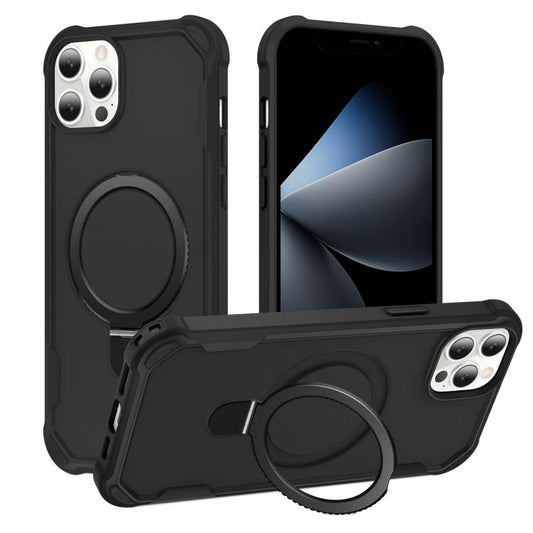 For iPhone 12 Pro Max Yingcai Gears MagSafe Holder Shockproof Phone Case(Black) - iPhone 12 Pro Max Cases by buy2fix | Online Shopping UK | buy2fix