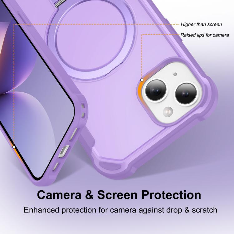 For iPhone 14 Yingcai Gears MagSafe Holder Shockproof Phone Case(Purple) - iPhone 14 Cases by buy2fix | Online Shopping UK | buy2fix