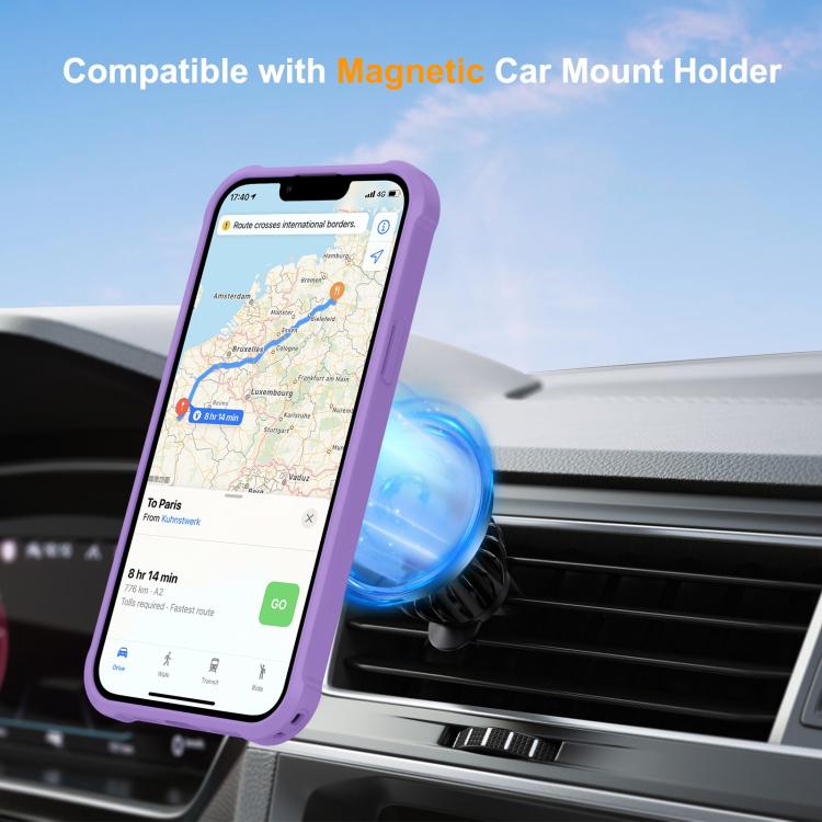 For iPhone 14 Yingcai Gears MagSafe Holder Shockproof Phone Case(Purple) - iPhone 14 Cases by buy2fix | Online Shopping UK | buy2fix