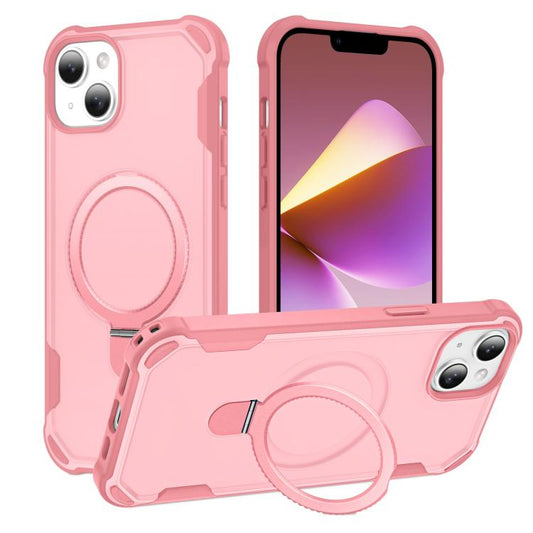 For iPhone 14 Yingcai Gears MagSafe Holder Shockproof Phone Case(Pink) - iPhone 14 Cases by buy2fix | Online Shopping UK | buy2fix