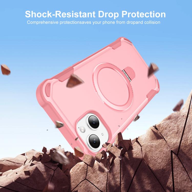 For iPhone 14 Yingcai Gears MagSafe Holder Shockproof Phone Case(Pink) - iPhone 14 Cases by buy2fix | Online Shopping UK | buy2fix