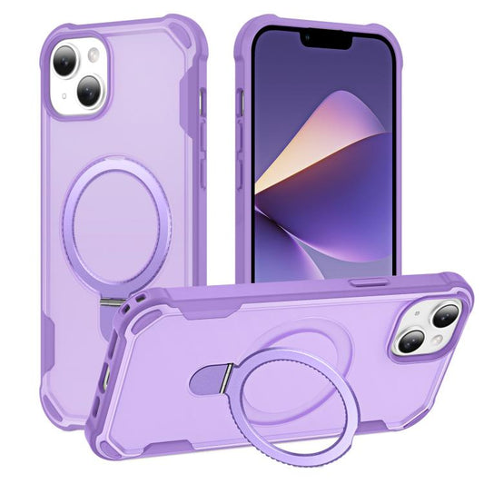 For iPhone 15 Yingcai Gears MagSafe Holder Shockproof Phone Case(Purple) - iPhone 15 Cases by buy2fix | Online Shopping UK | buy2fix
