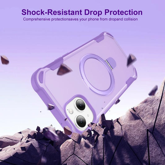 For iPhone 15 Yingcai Gears MagSafe Holder Shockproof Phone Case(Purple) - iPhone 15 Cases by buy2fix | Online Shopping UK | buy2fix