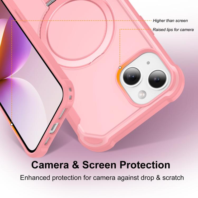 For iPhone 15 Yingcai Gears MagSafe Holder Shockproof Phone Case(Pink) - iPhone 15 Cases by buy2fix | Online Shopping UK | buy2fix