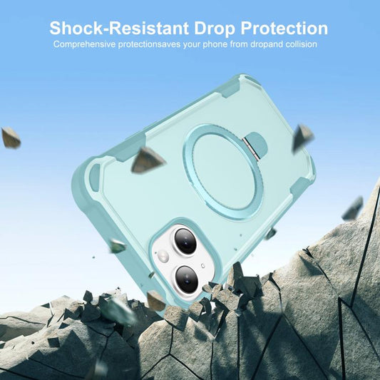 For iPhone 15 Yingcai Gears MagSafe Holder Shockproof Phone Case(Blue) - iPhone 15 Cases by buy2fix | Online Shopping UK | buy2fix