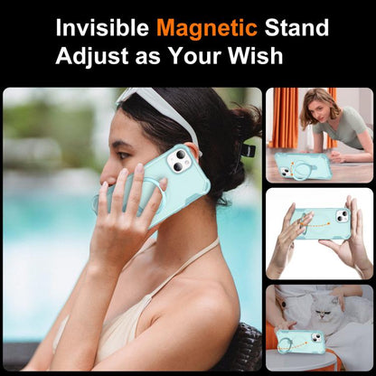 For iPhone 15 Yingcai Gears MagSafe Holder Shockproof Phone Case(Blue) - iPhone 15 Cases by buy2fix | Online Shopping UK | buy2fix