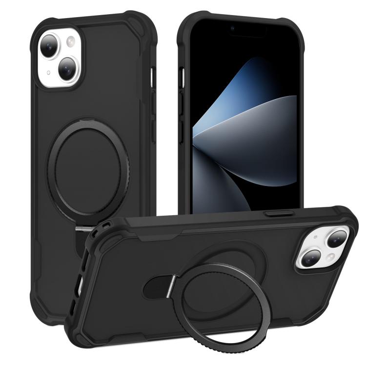 For iPhone 15 Yingcai Gears MagSafe Holder Shockproof Phone Case(Black) - iPhone 15 Cases by buy2fix | Online Shopping UK | buy2fix