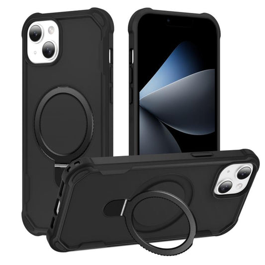 For iPhone 15 Yingcai Gears MagSafe Holder Shockproof Phone Case(Black) - iPhone 15 Cases by buy2fix | Online Shopping UK | buy2fix