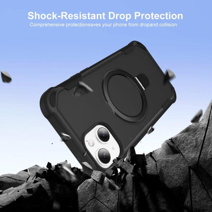 For iPhone 15 Yingcai Gears MagSafe Holder Shockproof Phone Case(Black) - iPhone 15 Cases by buy2fix | Online Shopping UK | buy2fix