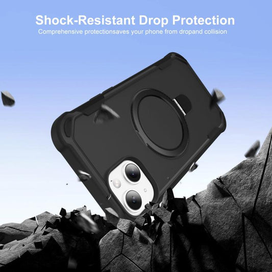 For iPhone 15 Yingcai Gears MagSafe Holder Shockproof Phone Case(Black) - iPhone 15 Cases by buy2fix | Online Shopping UK | buy2fix