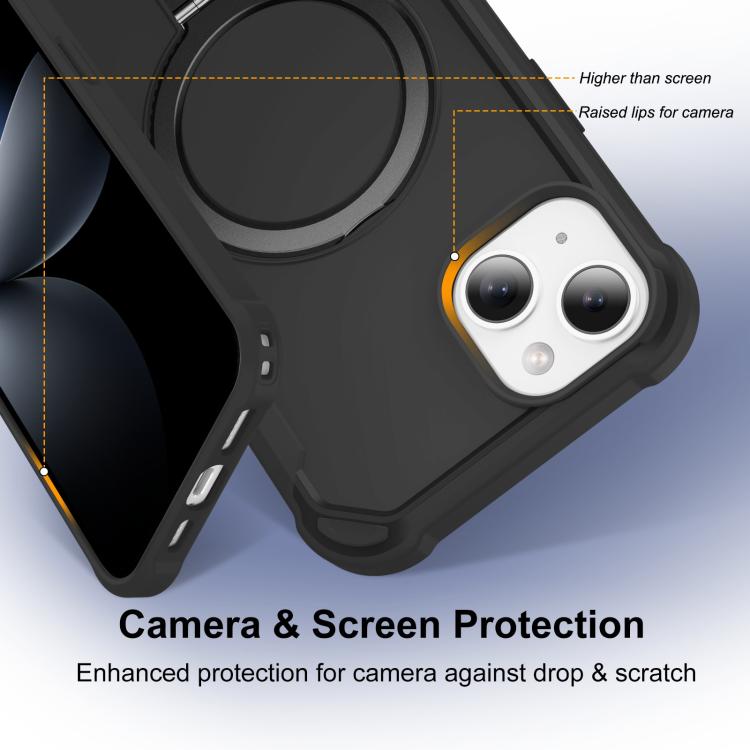 For iPhone 15 Yingcai Gears MagSafe Holder Shockproof Phone Case(Black) - iPhone 15 Cases by buy2fix | Online Shopping UK | buy2fix