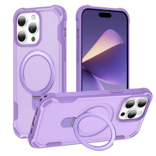 For iPhone 15 Pro Yingcai Gears MagSafe Holder Shockproof Phone Case(Purple) - iPhone 15 Pro Cases by buy2fix | Online Shopping UK | buy2fix