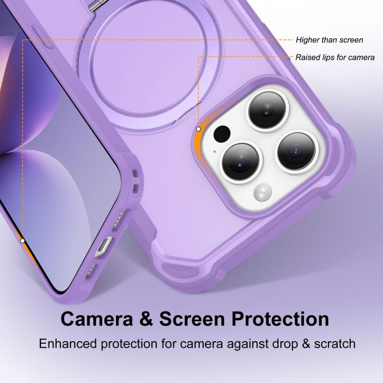 For iPhone 15 Pro Yingcai Gears MagSafe Holder Shockproof Phone Case(Purple) - iPhone 15 Pro Cases by buy2fix | Online Shopping UK | buy2fix