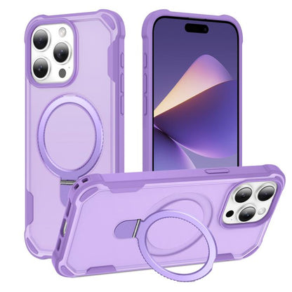 For iPhone 15 Pro Max Yingcai Gears MagSafe Holder Shockproof Phone Case(Purple) - iPhone 15 Pro Max Cases by buy2fix | Online Shopping UK | buy2fix
