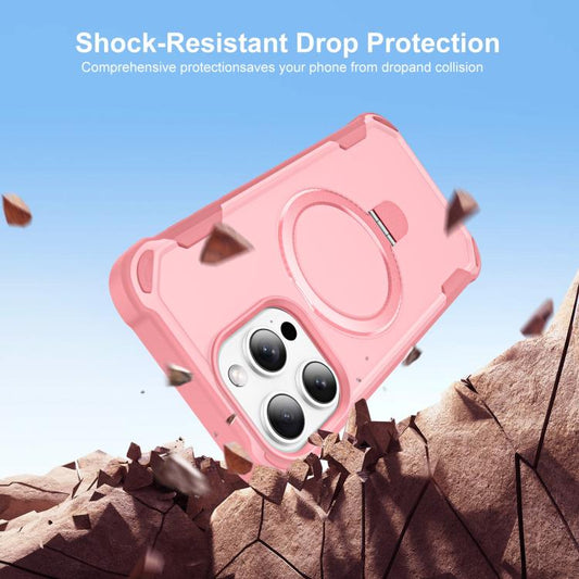 For iPhone 15 Pro Max Yingcai Gears MagSafe Holder Shockproof Phone Case(Pink) - iPhone 15 Pro Max Cases by buy2fix | Online Shopping UK | buy2fix