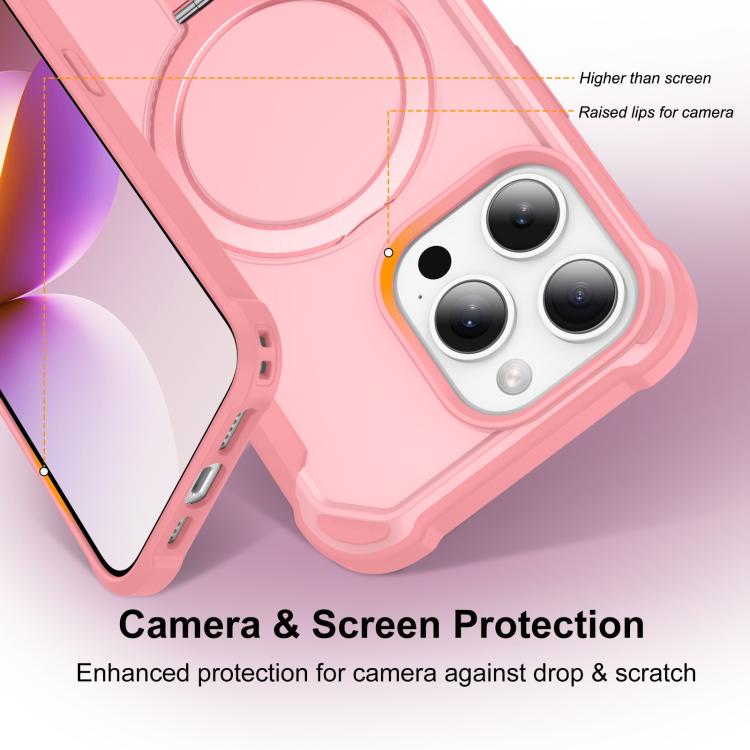 For iPhone 15 Pro Max Yingcai Gears MagSafe Holder Shockproof Phone Case(Pink) - iPhone 15 Pro Max Cases by buy2fix | Online Shopping UK | buy2fix