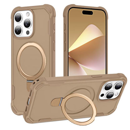 For iPhone 15 Pro Max Yingcai Gears MagSafe Holder Shockproof Phone Case(Brown) - iPhone 15 Pro Max Cases by buy2fix | Online Shopping UK | buy2fix
