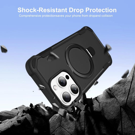For iPhone 15 Pro Max Yingcai Gears MagSafe Holder Shockproof Phone Case(Black) - iPhone 15 Pro Max Cases by buy2fix | Online Shopping UK | buy2fix