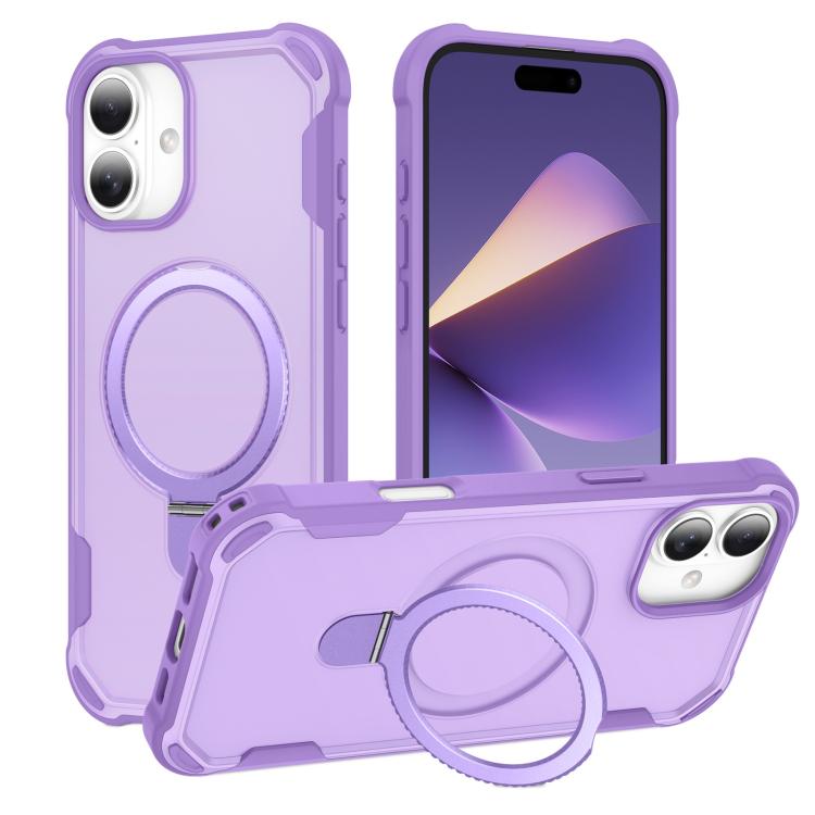 For iPhone 16 Plus Yingcai Gears MagSafe Holder Shockproof Phone Case(Purple) - iPhone 16 Plus Cases by buy2fix | Online Shopping UK | buy2fix