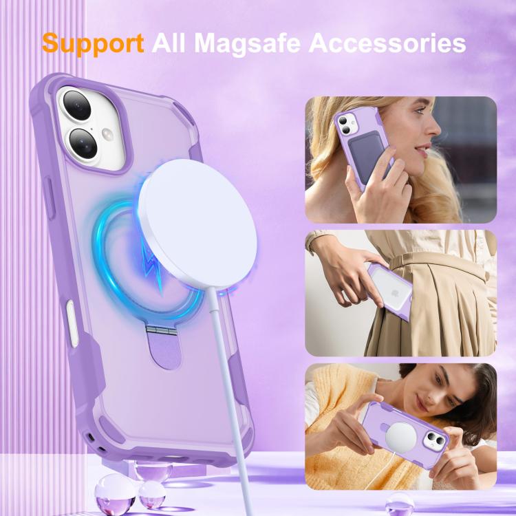 For iPhone 16 Plus Yingcai Gears MagSafe Holder Shockproof Phone Case(Purple) - iPhone 16 Plus Cases by buy2fix | Online Shopping UK | buy2fix