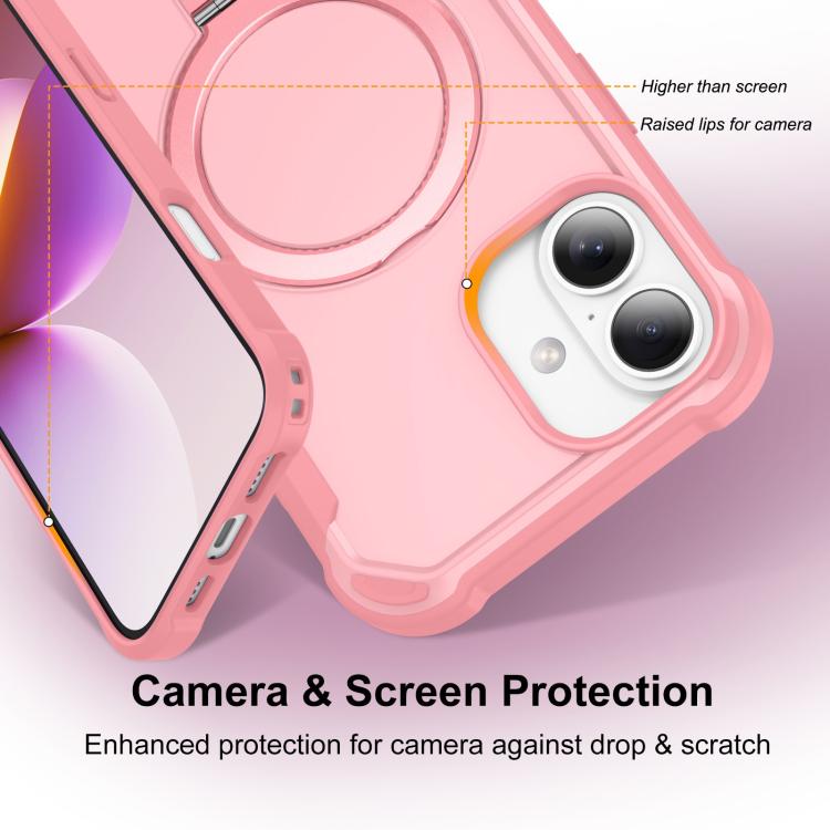 For iPhone 16 Plus Yingcai Gears MagSafe Holder Shockproof Phone Case(Pink) - iPhone 16 Plus Cases by buy2fix | Online Shopping UK | buy2fix