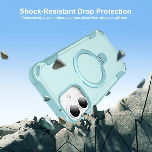 For iPhone 16 Plus Yingcai Gears MagSafe Holder Shockproof Phone Case(Blue) - iPhone 16 Plus Cases by buy2fix | Online Shopping UK | buy2fix