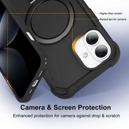 For iPhone 16 Plus Yingcai Gears MagSafe Holder Shockproof Phone Case(Black) - iPhone 16 Plus Cases by buy2fix | Online Shopping UK | buy2fix