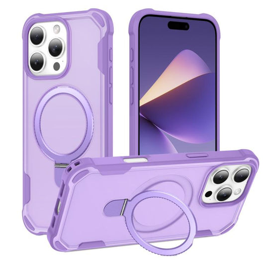 For iPhone 16 Pro Yingcai Gears MagSafe Holder Shockproof Phone Case(Purple) - iPhone 16 Pro Cases by buy2fix | Online Shopping UK | buy2fix
