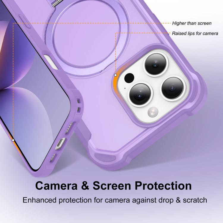For iPhone 16 Pro Yingcai Gears MagSafe Holder Shockproof Phone Case(Purple) - iPhone 16 Pro Cases by buy2fix | Online Shopping UK | buy2fix