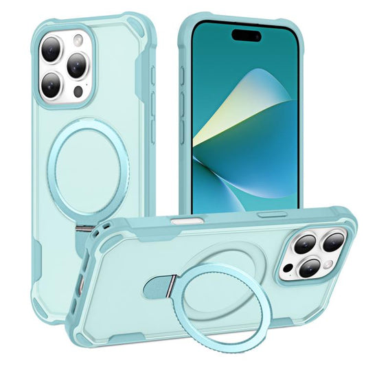 For iPhone 16 Pro Yingcai Gears MagSafe Holder Shockproof Phone Case(Blue) - iPhone 16 Pro Cases by buy2fix | Online Shopping UK | buy2fix