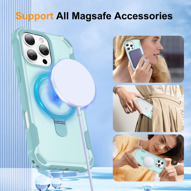 For iPhone 16 Pro Yingcai Gears MagSafe Holder Shockproof Phone Case(Blue) - iPhone 16 Pro Cases by buy2fix | Online Shopping UK | buy2fix