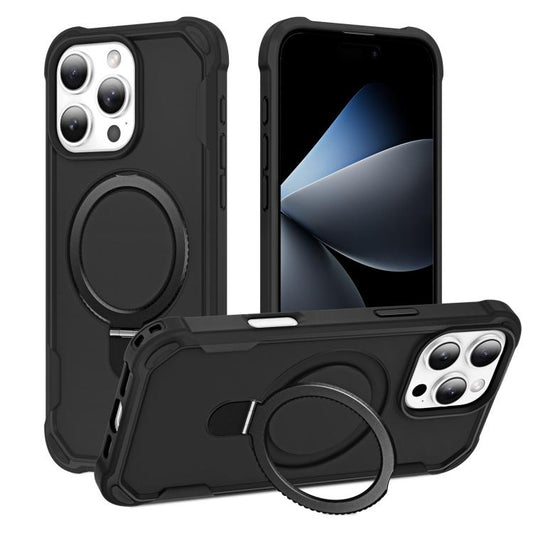 For iPhone 16 Pro Yingcai Gears MagSafe Holder Shockproof Phone Case(Black) - iPhone 16 Pro Cases by buy2fix | Online Shopping UK | buy2fix